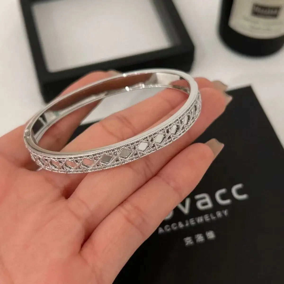 Luxury Designer S925 Sterling Silver Bangle  Cross Pattern Bracelet Women Trend Party Jewelry Accessory Valentine's Day gift