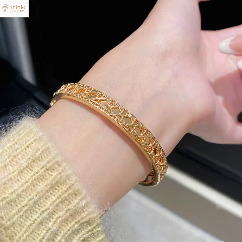 Luxury Designer S925 Sterling Silver Bangle  Cross Pattern Bracelet Women Trend Party Jewelry Accessory Valentine's Day gift