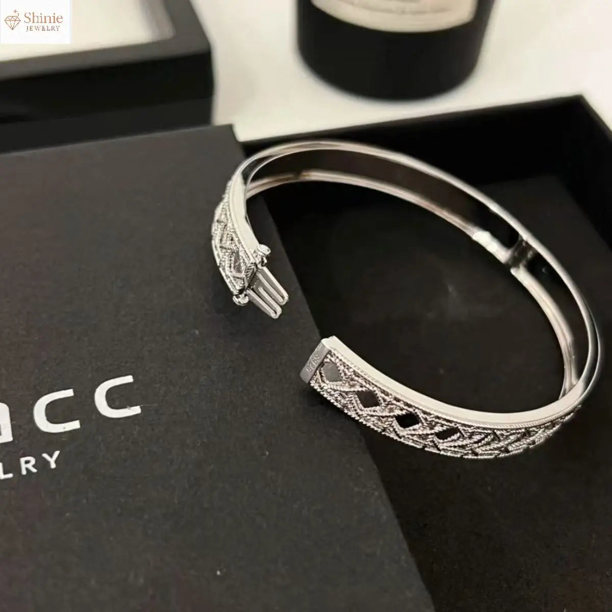Luxury Designer S925 Sterling Silver Bangle  Cross Pattern Bracelet Women Trend Party Jewelry Accessory Valentine's Day gift