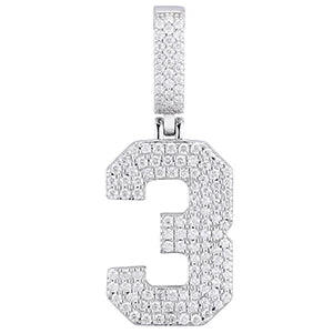 925 Sterling Silver Lucky Number 0-9 Necklaces With Moissanite Initials Arabic Number Men's Hip Hop Pendant Chain Jewelry Gift