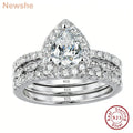 Newshe 3 Pieces 925 Sterling Silver Engagement Ring Set for Women Water Drop AAAAA Zircons Eternity Wedding Bands BR1079