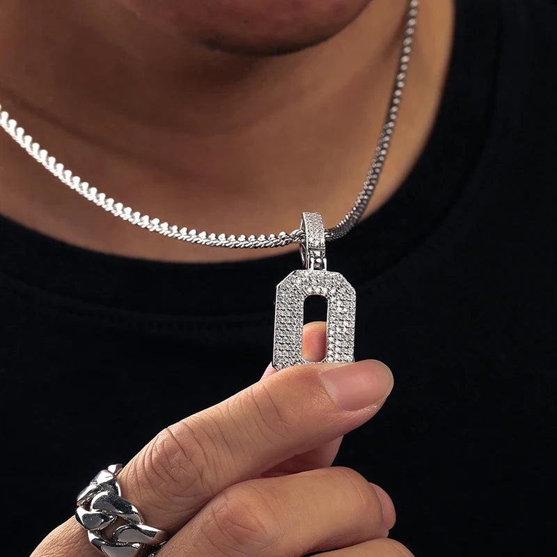 925 Sterling Silver Lucky Number 0-9 Necklaces With Moissanite Initials Arabic Number Men's Hip Hop Pendant Chain Jewelry Gift