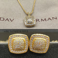 2025 New High-Quality Christmas Elegant and Simple Square Diamond Necklace and Earrings Set - Valentine's Day Gift