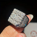 3.50Ct Baguette Cut Real 925 Sterling Silver Men's Engagement Ring 14K White Gold Plated Square Zircon Iecd Out Hip Hop Ring